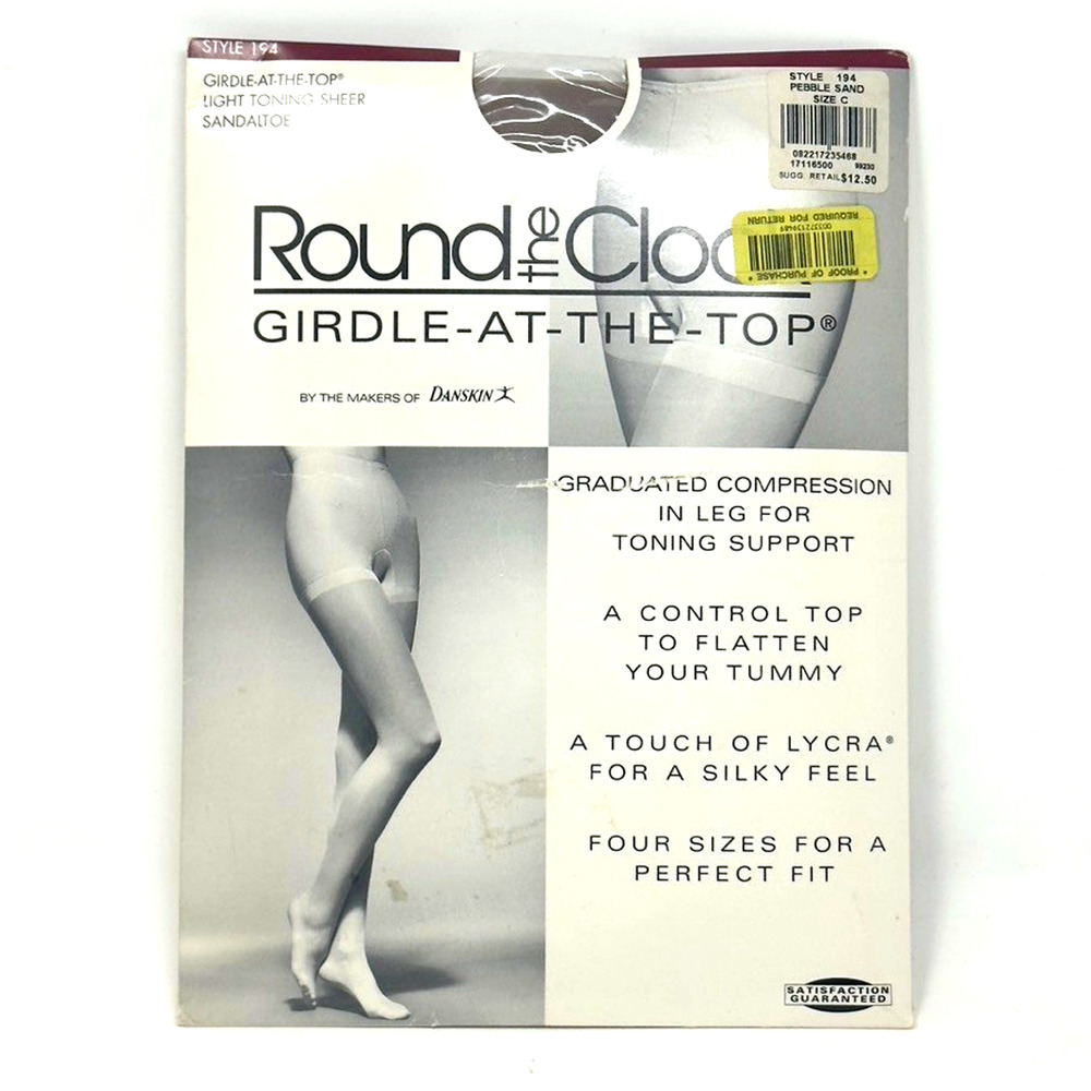 Round the Clock Girdle at the Top 194 Panty Hose Pebble Sand Size C
